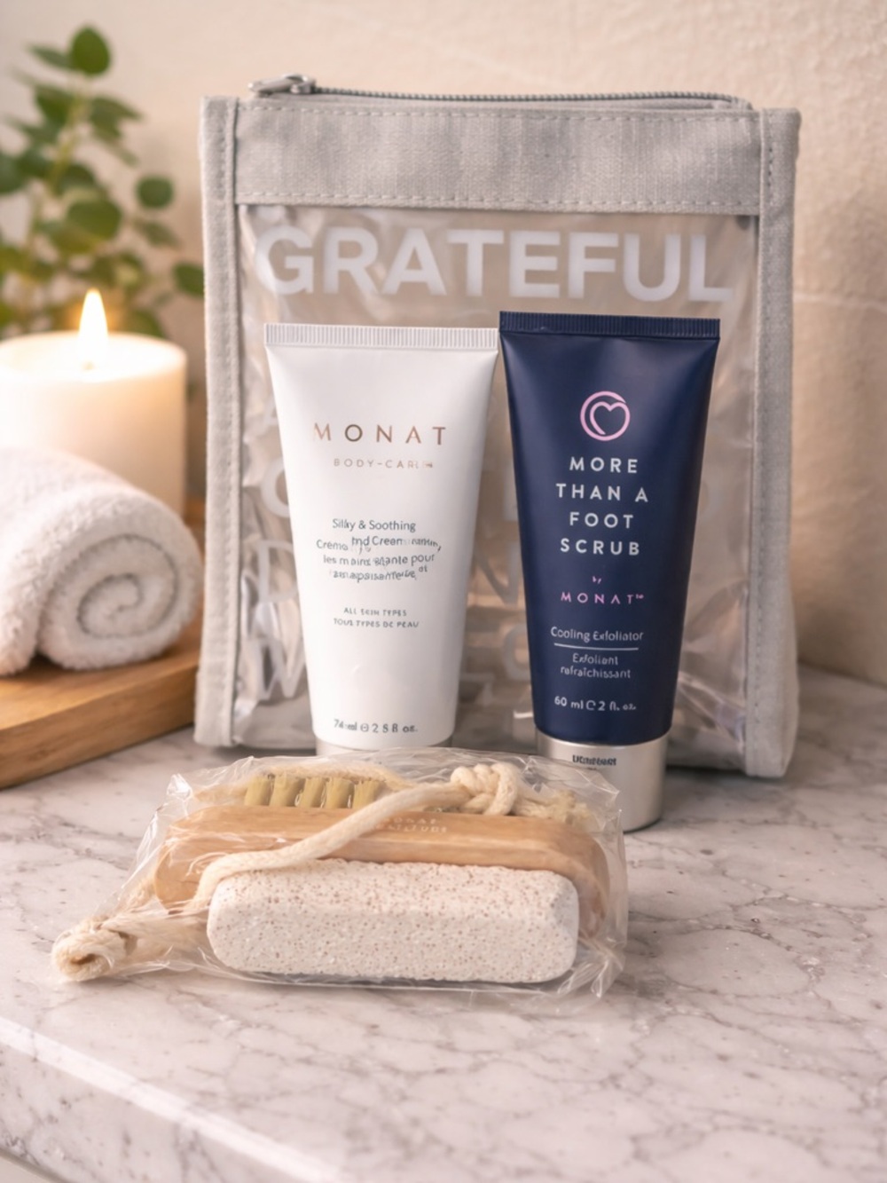 MONAT “Treat For Your Feet” Gratitude Set | Foot Scrub + Hand Cream Spa Kit